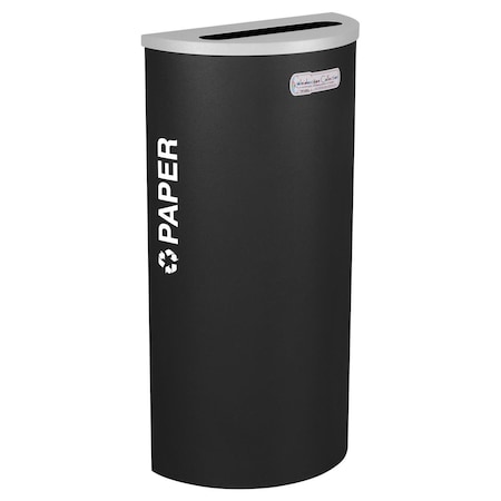 Ex-Cell Kaiser 8 gal Semicircular Waste Receptacle, Black, Silver RC-KDHR-P BLX